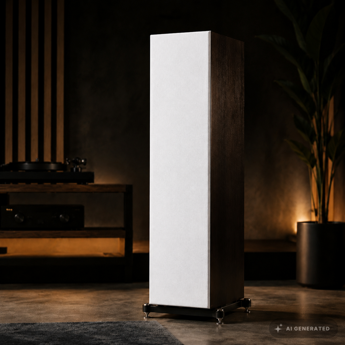 
                  
                    Standlautsprecher mit weißer Adamantium Audio Invisible Frontbespannung
                  
                