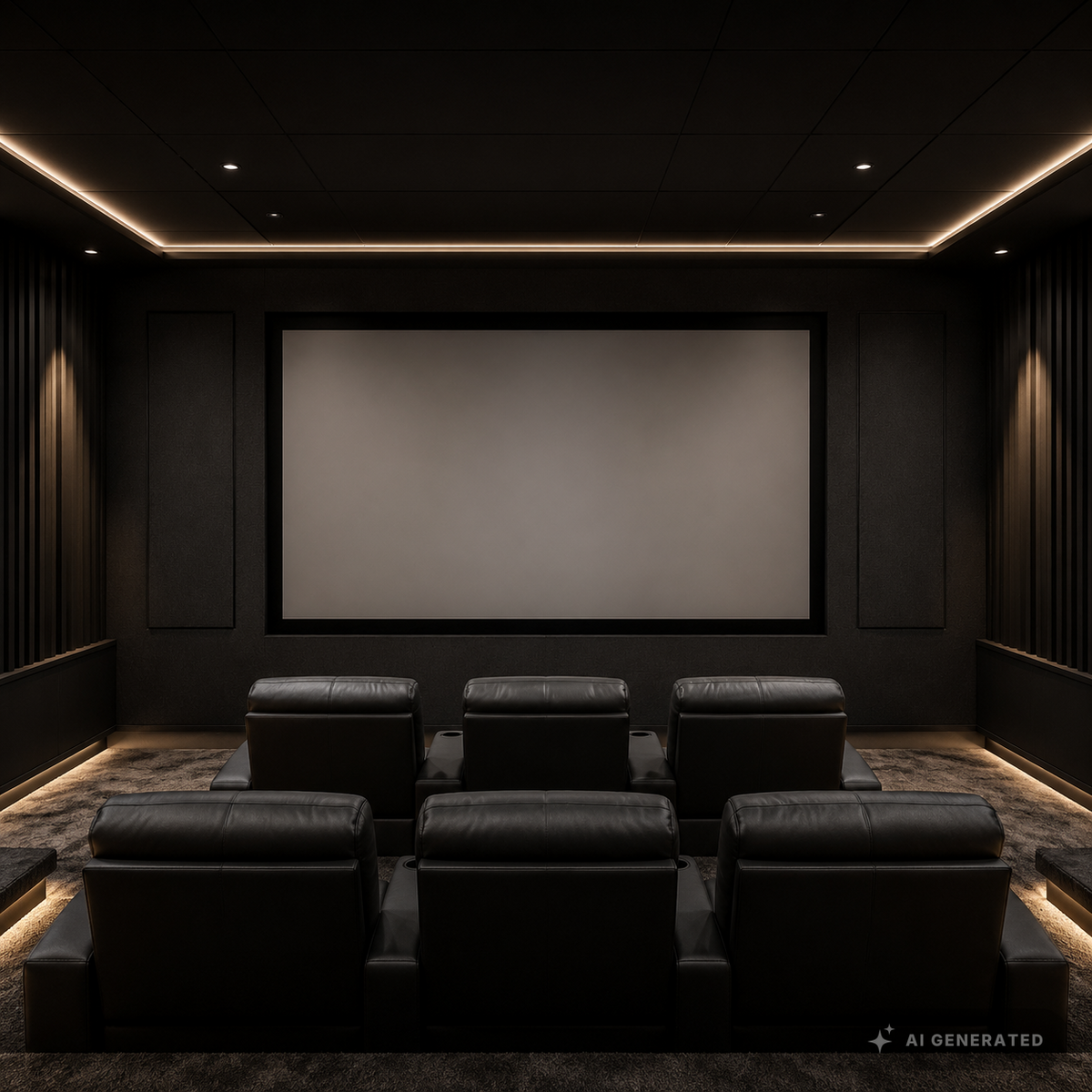 
                  
                    Akustisch transparenter Invisible Stoff vor Lautsprechern in einem Heimkino
                  
                