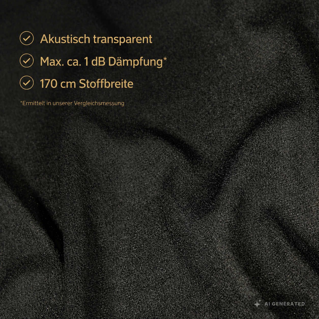 Schwarzer akustisch transparenter Lautsprecherstoff mit maximal ca. 1 dB Dämpfung