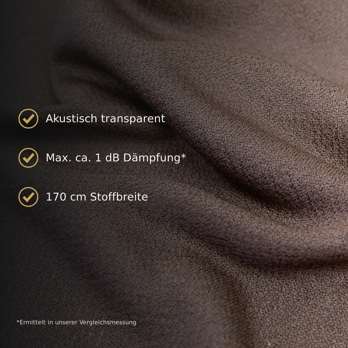 Brauner akustisch transparenter Bespannstoff mit maximal ca. 1 dB Dämpfung