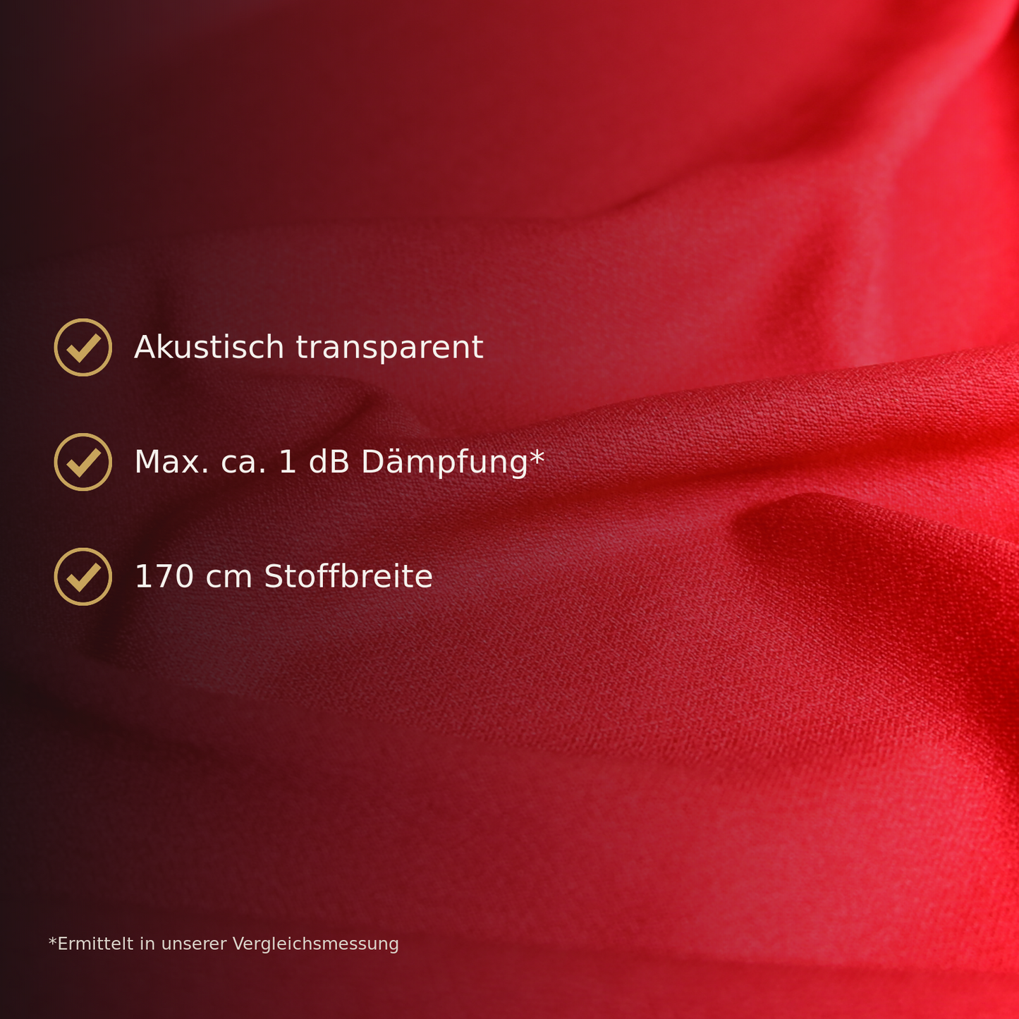 Roter akustisch transparenter Bespannstoff mit maximal ca. 1 dB Dämpfung