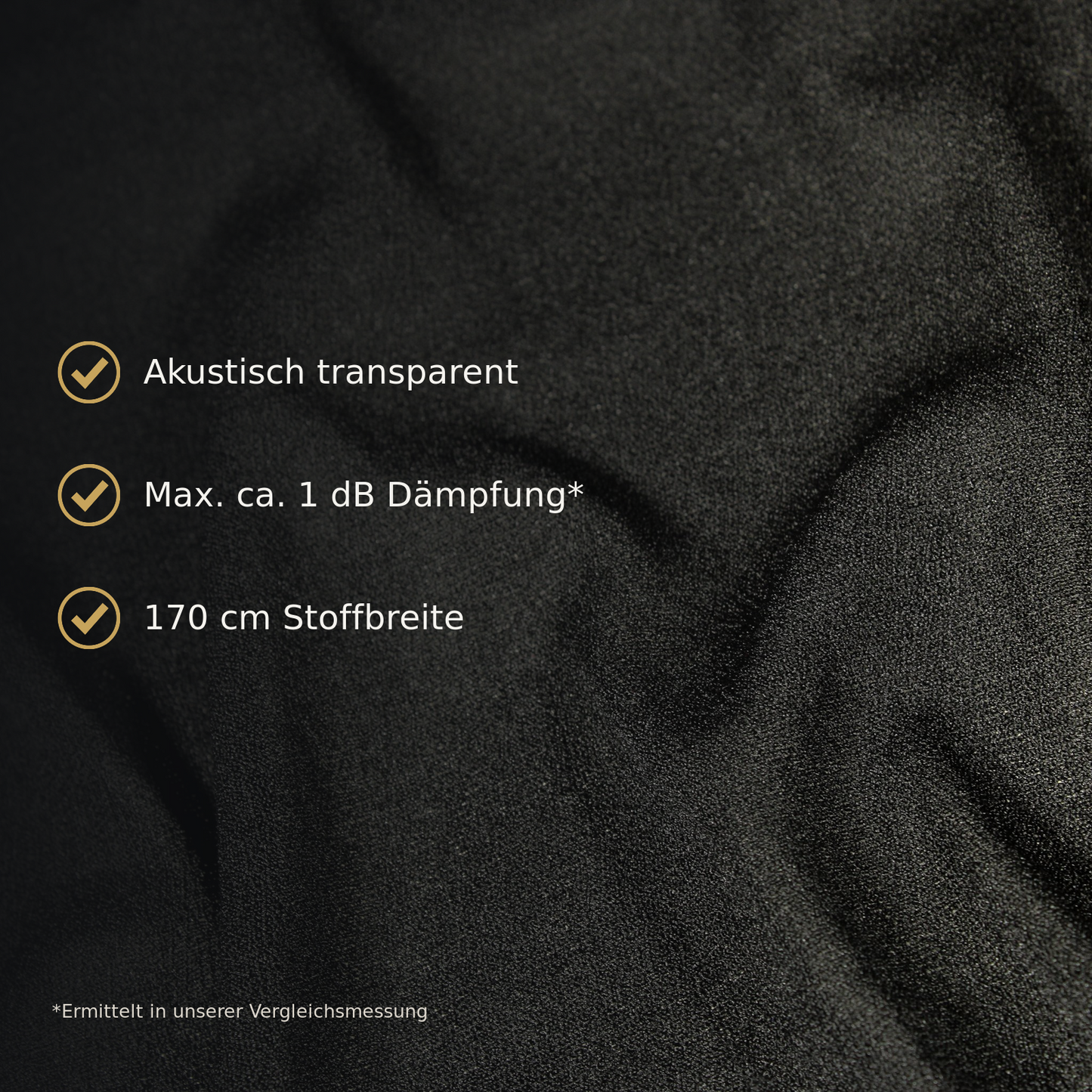 Schwarzer akustisch transparenter Bespannstoff mit maximal ca. 1 dB Dämpfung