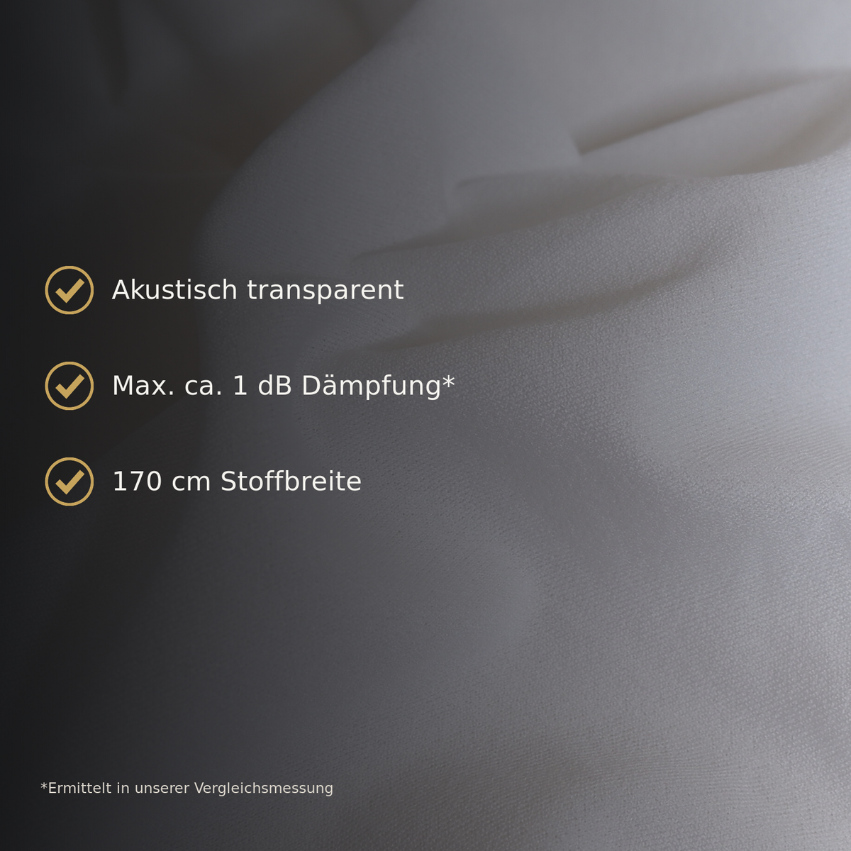 Weißer akustisch transparenter Bespannstoff mit maximal ca. 1 dB Dämpfung